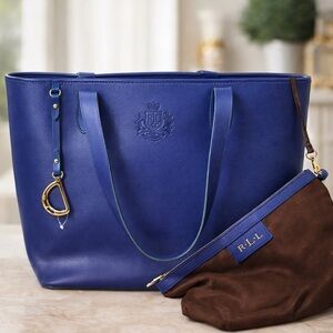 Lauren Ralph Lauren Royal Blue Saffiano Leather Bag NWOT